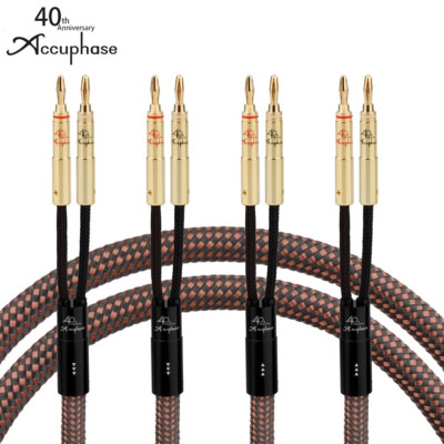 Pair Accuphase OCC HiFi Audio Speaker Cable with 24K Gold Plated Banana Plug