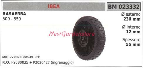 Ruota Posteriore Originale IBEA P2080033 Per Rasaerba Serie 500-550 – Fatta In Italia - Foto 2