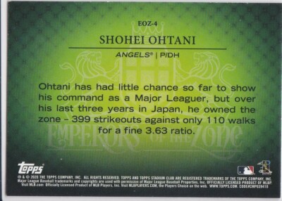 SHOHEI OHTANI Los Angeles Angels 2020 TSC EMPERORS OF THE ZONE