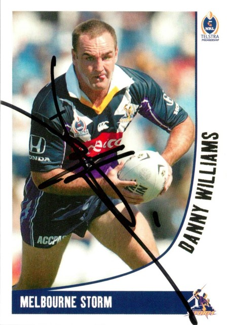 Signed 2003 MELBOURNE STORM NRL Card DANNY WILLIAMS Daily Telegraph