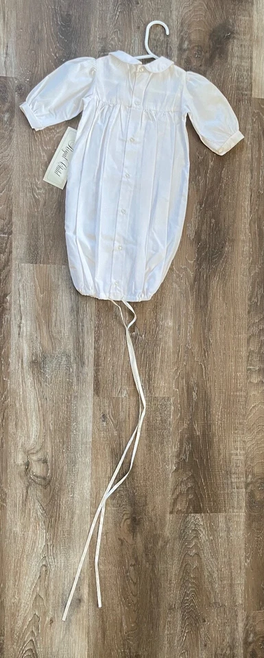 VESTIDO INFANTIL REAL~NOVO COM ETIQUETAS Vintage Branco Infantil L/S~3M~Bordado~Batizado~s/s~NOVO - Imagem 4 de 4