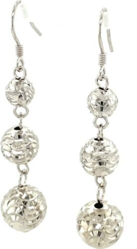 Sterling Silver Layered Textured Ball Dangling Earrings - Picture 1 of 1