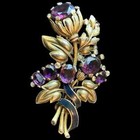 TRIFARI Alfred Philippe Amethyst Crystal Blue Enamel Bell Flower Floral Clip/Pin — photo 2