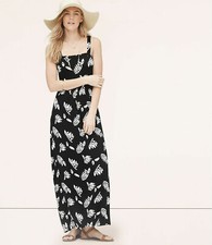 NWT ANN TAYLOR LOFT Summer Leaves Maxi Dress BLACK 371700 SIZE XS