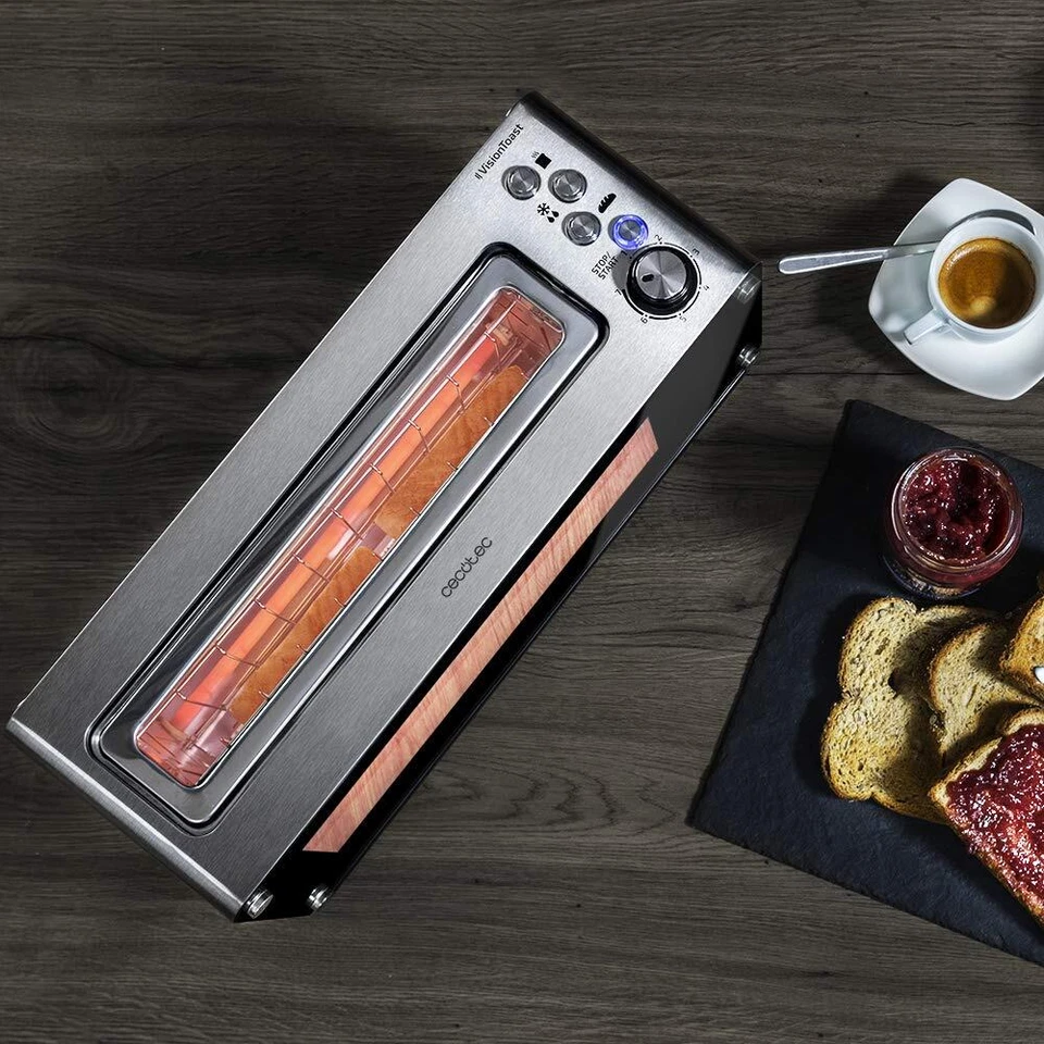 Toaster VisionToast 1260 W 2-Scheiben-Kapazität Glastüren XL-Schlitz 7 Bräunu... - Bild 3 von 4