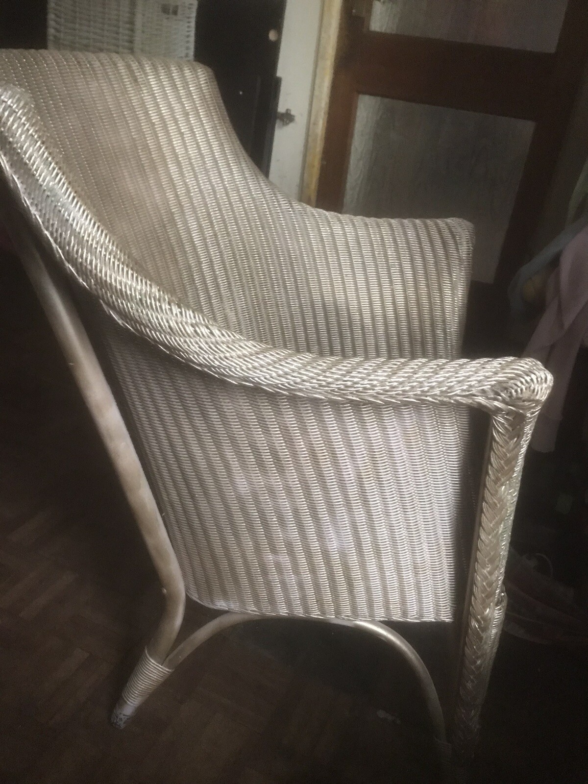 Vintage lloyd loom style bedroom chair with fabric sprung seat(Surrey
