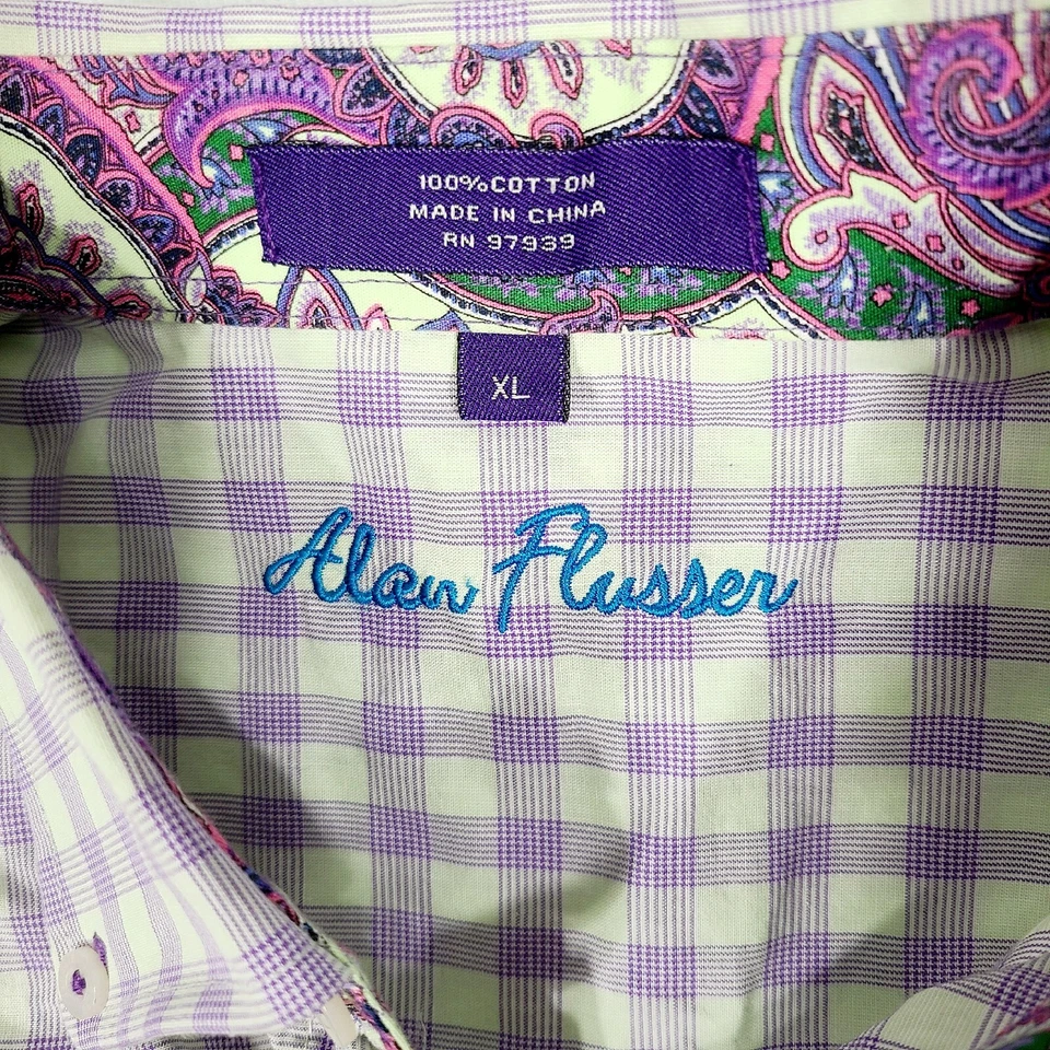 Camisa de vestir con botones Alan River para hombre XL cachemira puños abatibles manga larga Foto 3 de 4