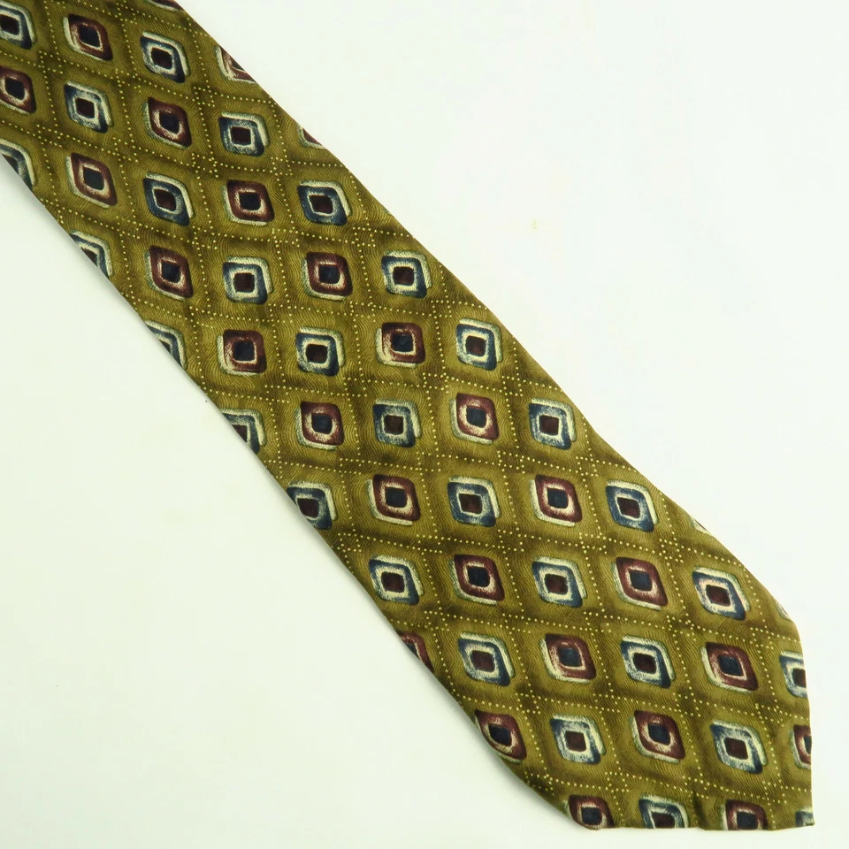 Gravata masculina Cole Haan com diamantes geométricos verde 57 x 3,75 arte abstrata - Imagem 2 de 4