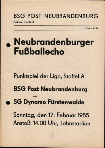 Fanion SG Dynamo Fürstenwalde / Spree – 25 Cm – RDA Football – Vintage
