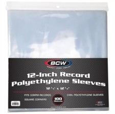 BCW 12 Inch Polyethylene Outer Sleeves - High Quality 3MIL 100CT 