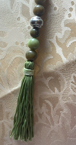 Handmade Green Jade Lapis Agate & Crystal  Prayer Beaded Buddha Necklace Bolo - Afbeelding 4 van 16