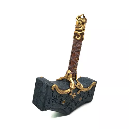 39cm God of War Thor's Hammer Cosplay Props Ragnarok Mjolnir Hammer Model Statue - Picture 11 of 16