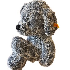 Steiff Taffy Dark Grey Dog 19 Stuffed Animal Plush Ear Tag