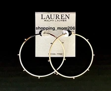 Lauren Ralph Lauren Gold Tone Dot Large Hoop Earrings
