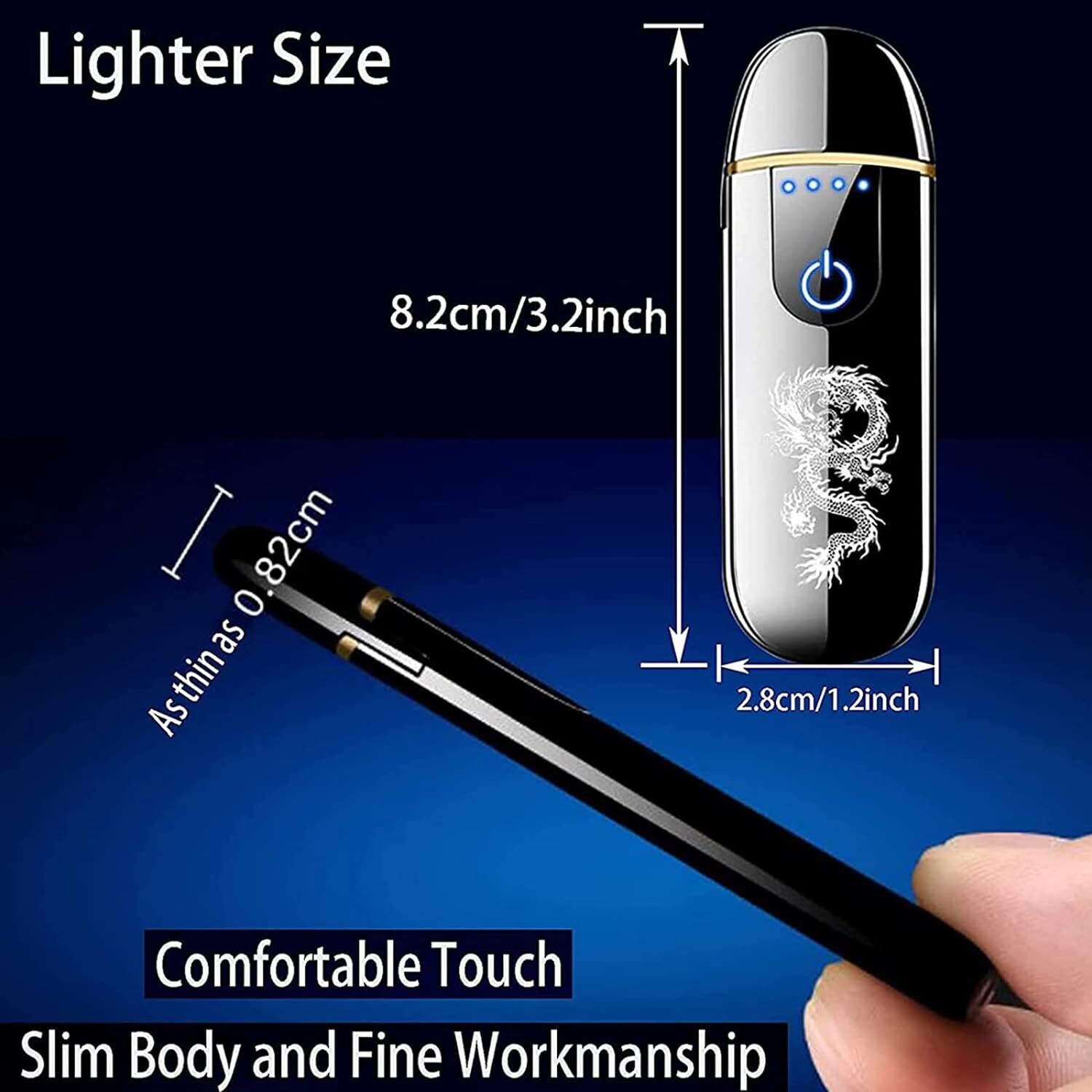 Electronic Lighter Smart USB Rechargeable Touch Ignition Windproof Flameless