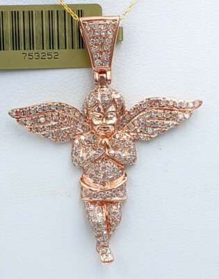 GENUINE Cts DIAMOND ANGEL PENDANT 10K ROSE GOLD