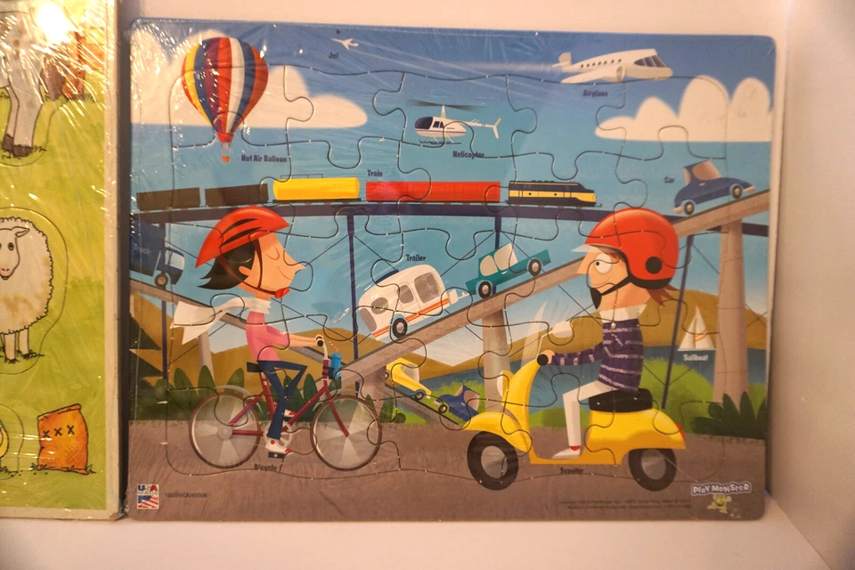 Lot of 2 Picture Puzzles Sesame Street Animals 1988 and Vehicles 2016 - Image 4 of 4