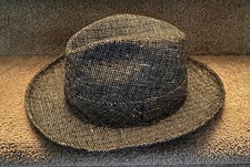 DOBBS FIFTH AVENUE NEW YORK BLACK GREY TWEED WOOL FEDORA SIZE LARGE D3443