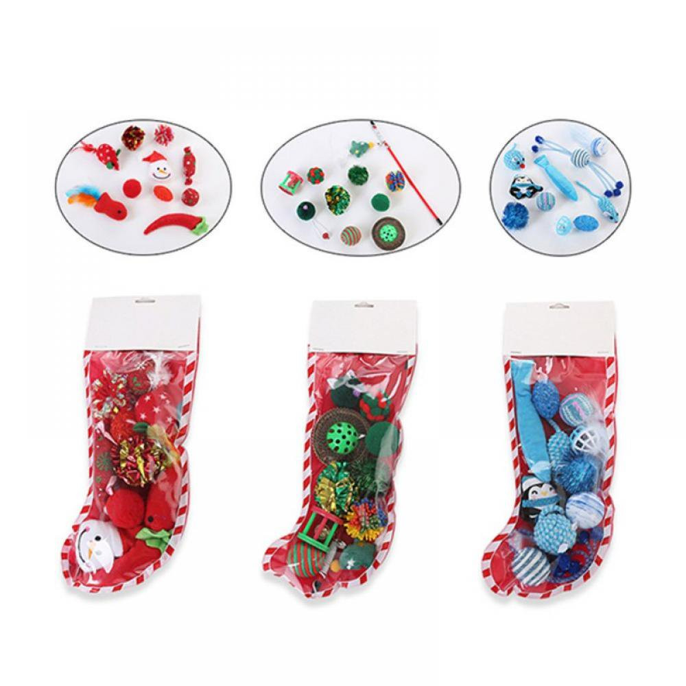 Premium Cat Dog Christmas Stocking Set with Toys Assorted Squeaky Toys of Dog Bo