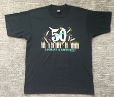 VTG Single Stitch 1991 50th Birthday T Shirt Black Size XL Funny Joke Party