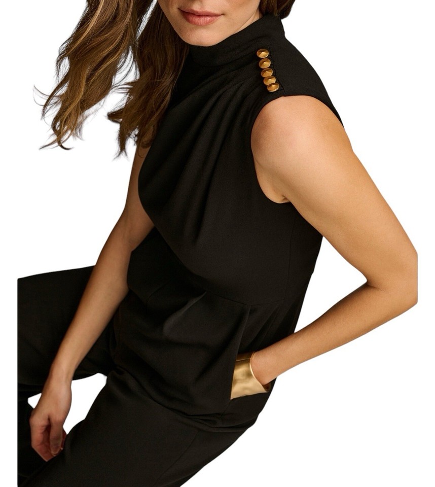 NWT Donna Karan Women's MockNeck Sleeveless StraightLeg Jumpsuit