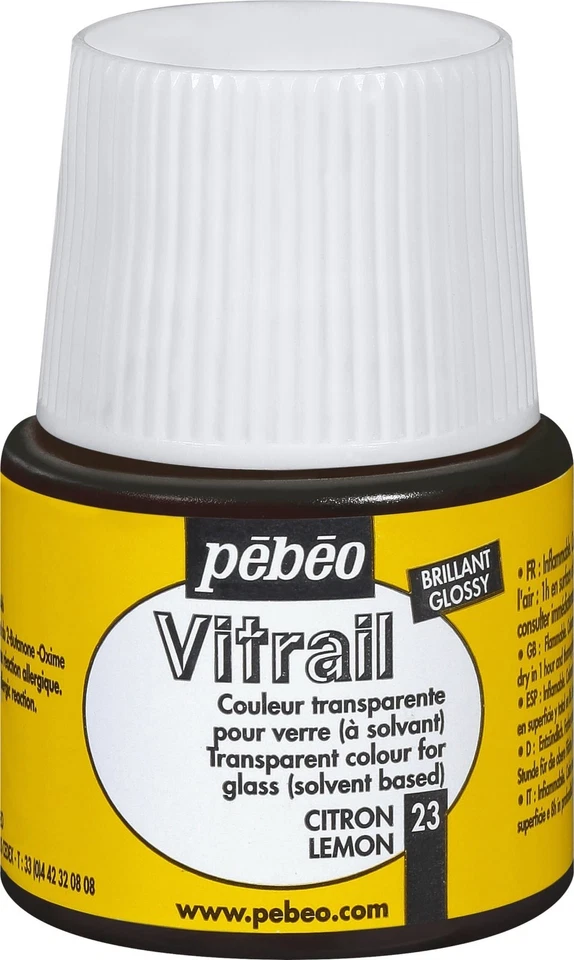 Pebeo Vitrail Pittura Vetri Trasparente 45ml Gloss Brillanti Vari Colori Decoro