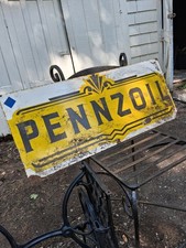 Porcelain Pennzoil Sign Approx 36x15 Inch Over Steel Service Station 1 Sided