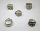 LOT OF FIVE VINTAGE/ANTIQUE STERLING SILVER MAN'S RINGS - 59.8 GRAMS
