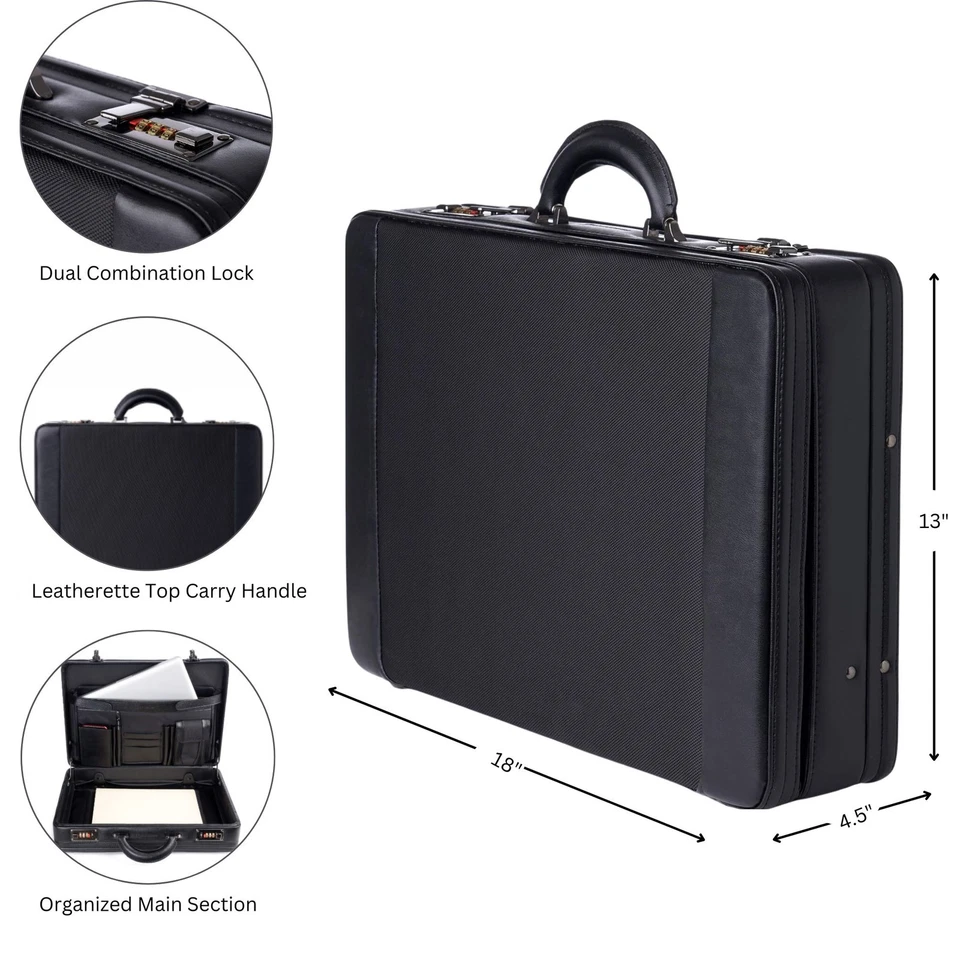Alpine Swiss Mens Briefcase Hard Side Business Case Expandable Attache Case For - Image 2 of 4