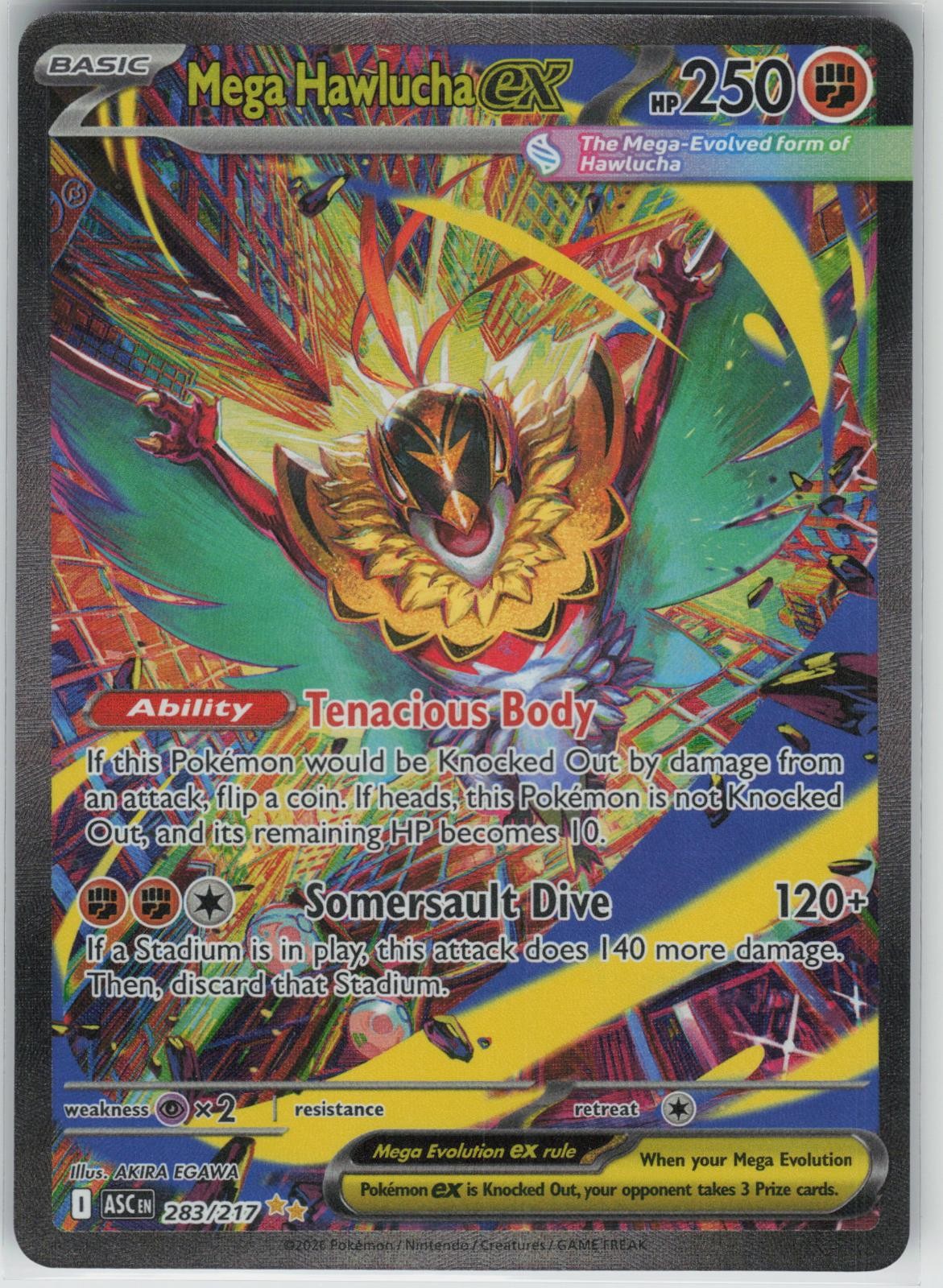 Mega Hawlucha ex 283/217 Ascended Heroes Pokemon Holo NM