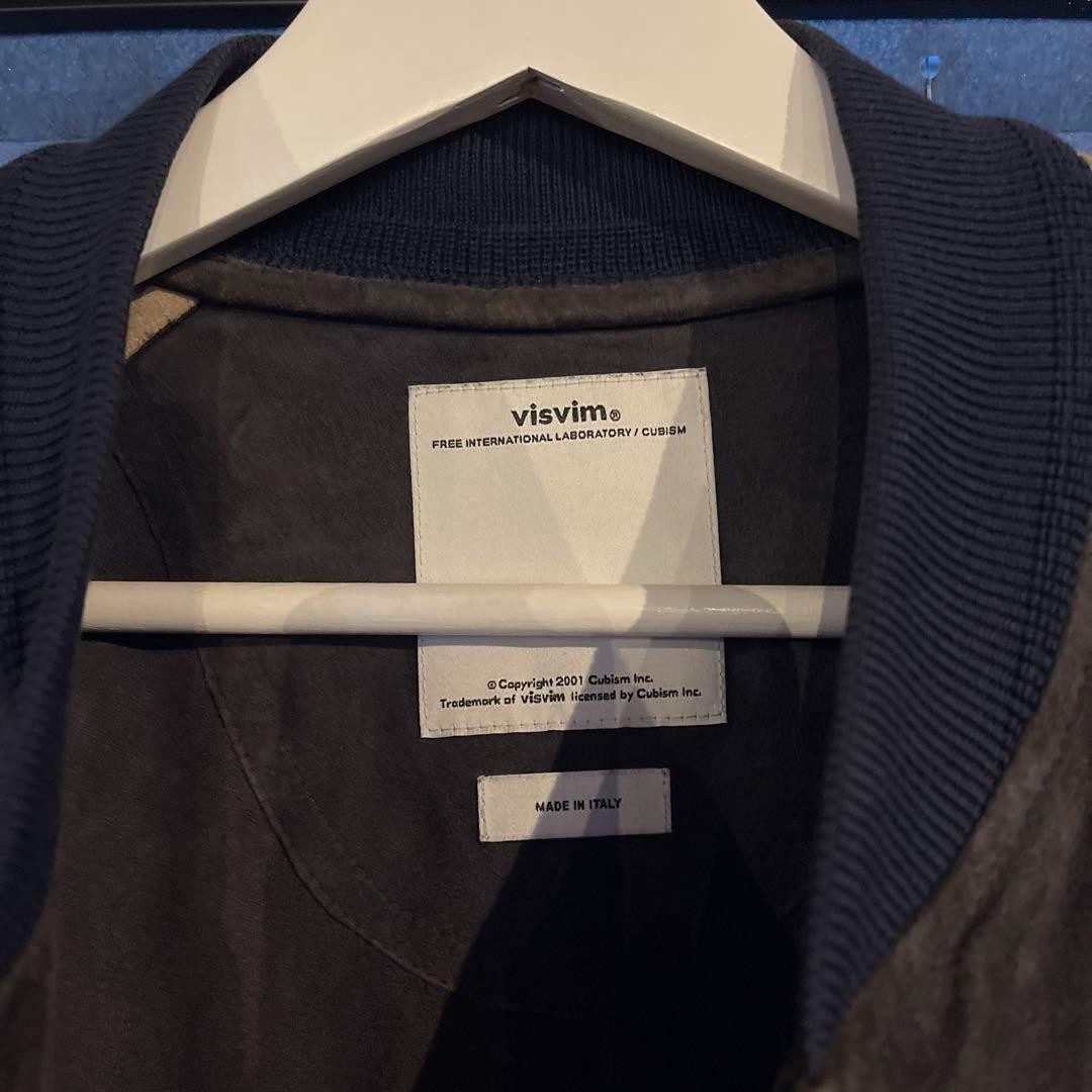 visvim Varsity Jacket Leather M Beige Bicolor Thi… - image 2