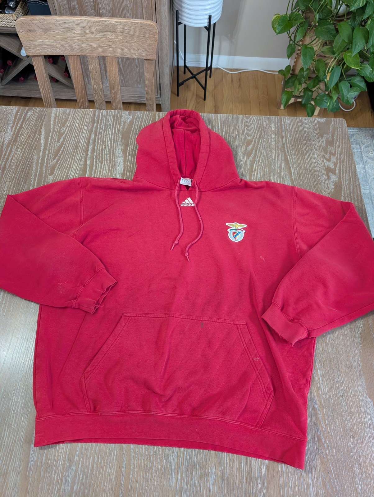 S.l. Benfica Football Hooded Top Jersey Adidas Size Xl Adult