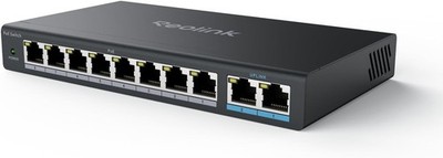 Reolink 8 Ports PoE-Switch mit 2 Gigabit-Uplink-Ports bis zu 120W für 8 Geräte