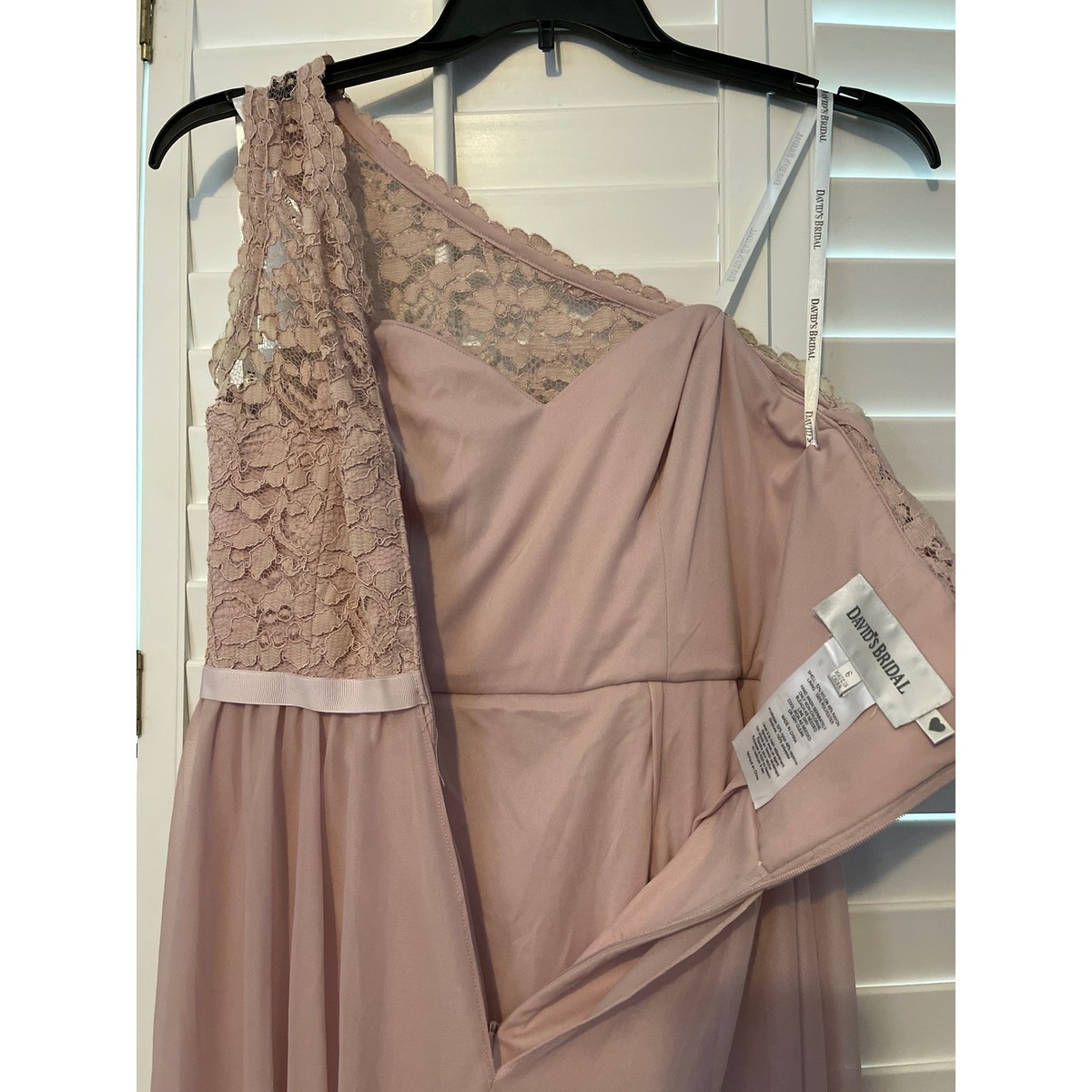 lace crepe off-the-shoulder bridesmaid dress Nathalia