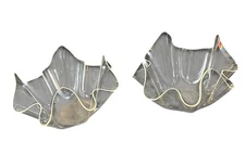 Set Of 2 VTG Large Acrylic Lucite Handkerchief Wavy Ruffle Clear Bowls 7.5”x9”