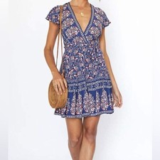 Zesica Women's Boho Floral Wrap Dress Size XXL