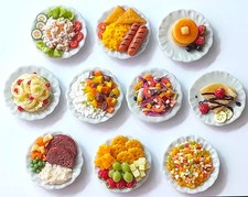 50 Dollhouse Miniature Plates of Assorted Food Doll Food Barbi Wholesale Lot