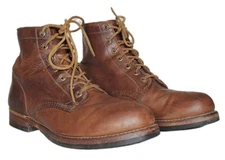 FRYE John Addison Lace Up Brown Leather Boots 87083 Vibram USA Men's US 11.5 M