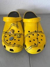 Post Malone Yellow Barbed Wire Crocs 2019 Men Size 12, Women Size 14 Posty Co.