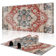 Desk Pad,Persian Style Textile Rug Texture Gaming Mouse Pad,31.5"X15.7" Exten...