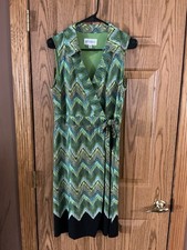 Studio I Dress Medium Wrap Style Shades Of Green EUC