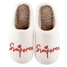 Slippers for Women Men Soft Memory Foam Fuzzy Warm 9-10 Women/8-8.5 Men 1-white