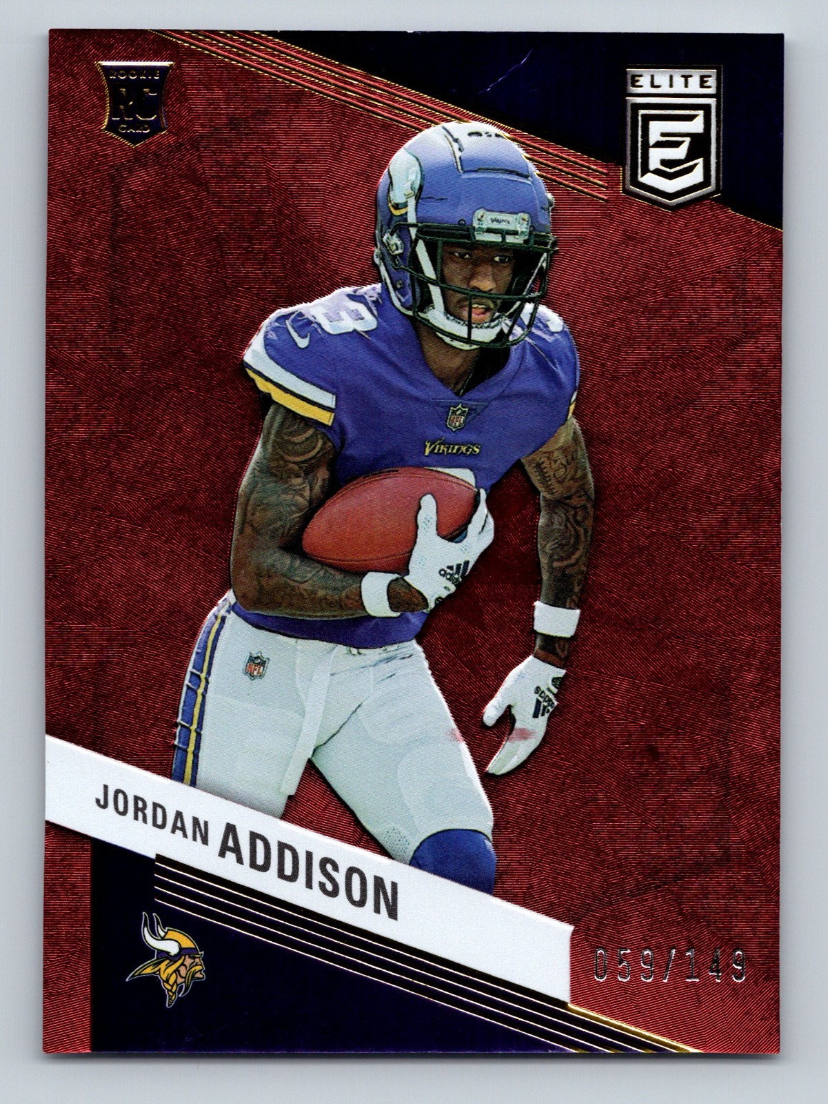 2023 Panini Donruss Elite - Rookies Jordan Addison #157 Maroon /149 (RC)