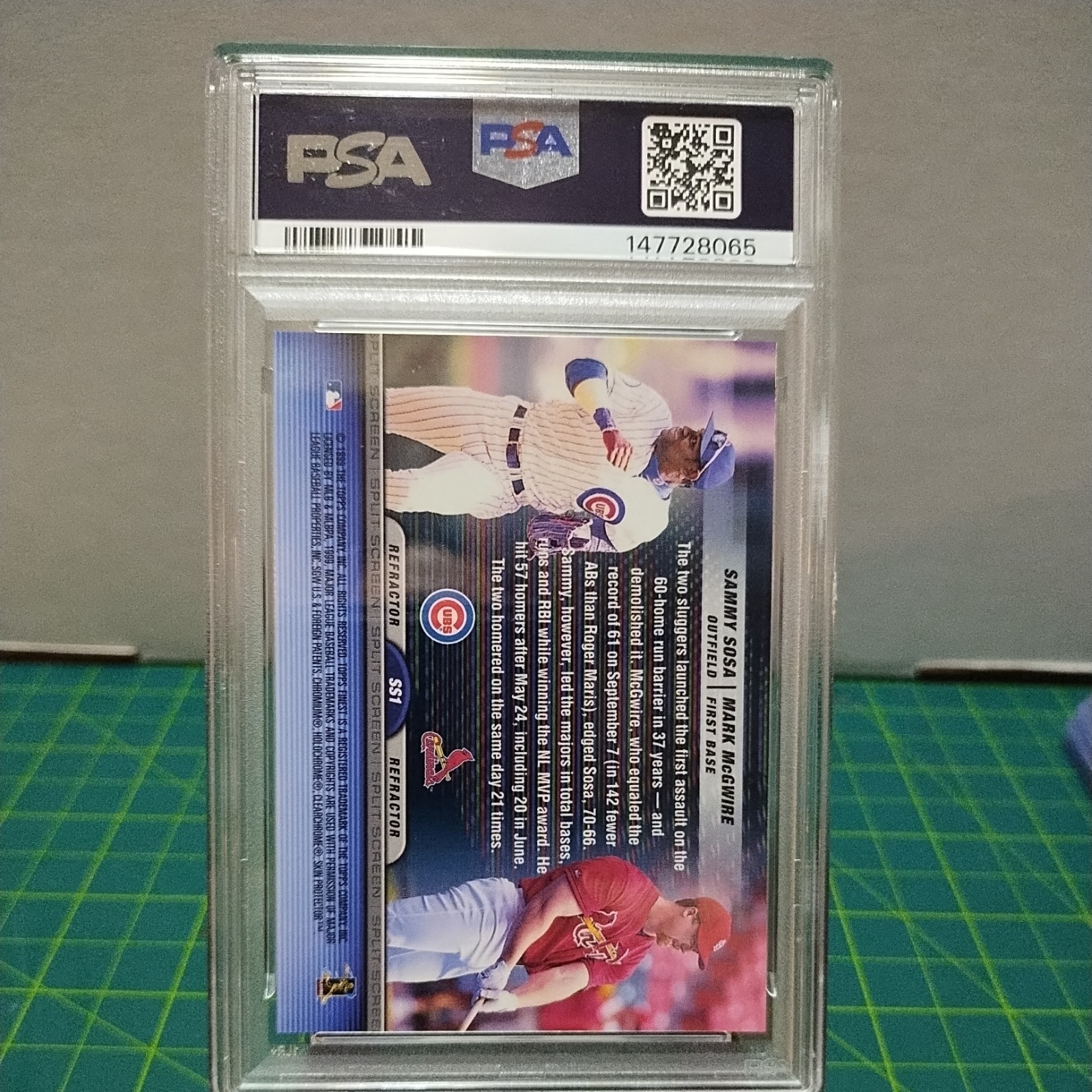 PSA 1999 Topps Finest Split Screen MARK MCGWIRE, SAMMY SOSA REFRACTOR LOW POP view 5