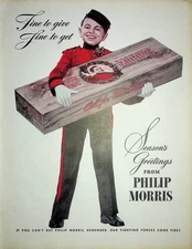 Original 1944 Vintage Print Ad: Ft.Season's Greetings, PHILIP MORRIS#Collectives