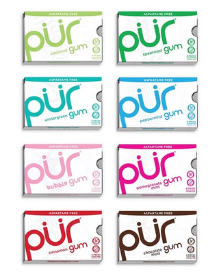 PUR Gum Aspartame Free Chewing Gum Natural Flavored Gum, 9 Pieces Pack of 8