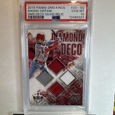 2019 DIAMOND KINGS SHOHEI OHTANI  DIAMOND DECO QUAD RELICS #DD-SO PSA 10 (POP 5)