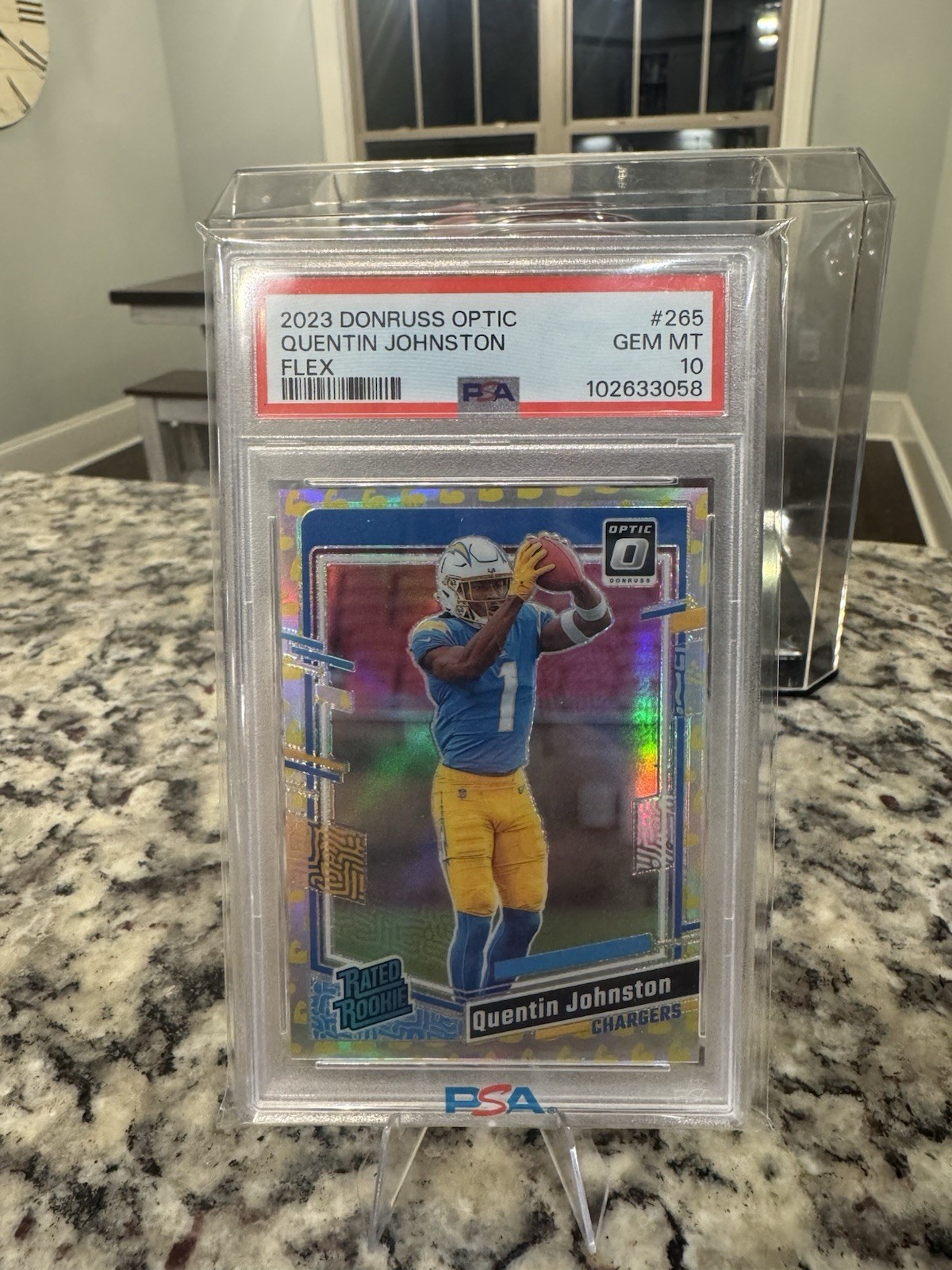 2023 Panini  Optic Quentin Johnston #265 Flex Prizm /149 (RC) PSA 10