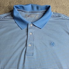 Ariat Tek Polo Shirt Mens XL Blue Striped Heat Series Short Sleeve Stretch