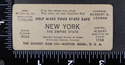 1937 Goudey Gum NEW YORK Miniature License Plate Card (c37g0061) - Picture 2 of 2